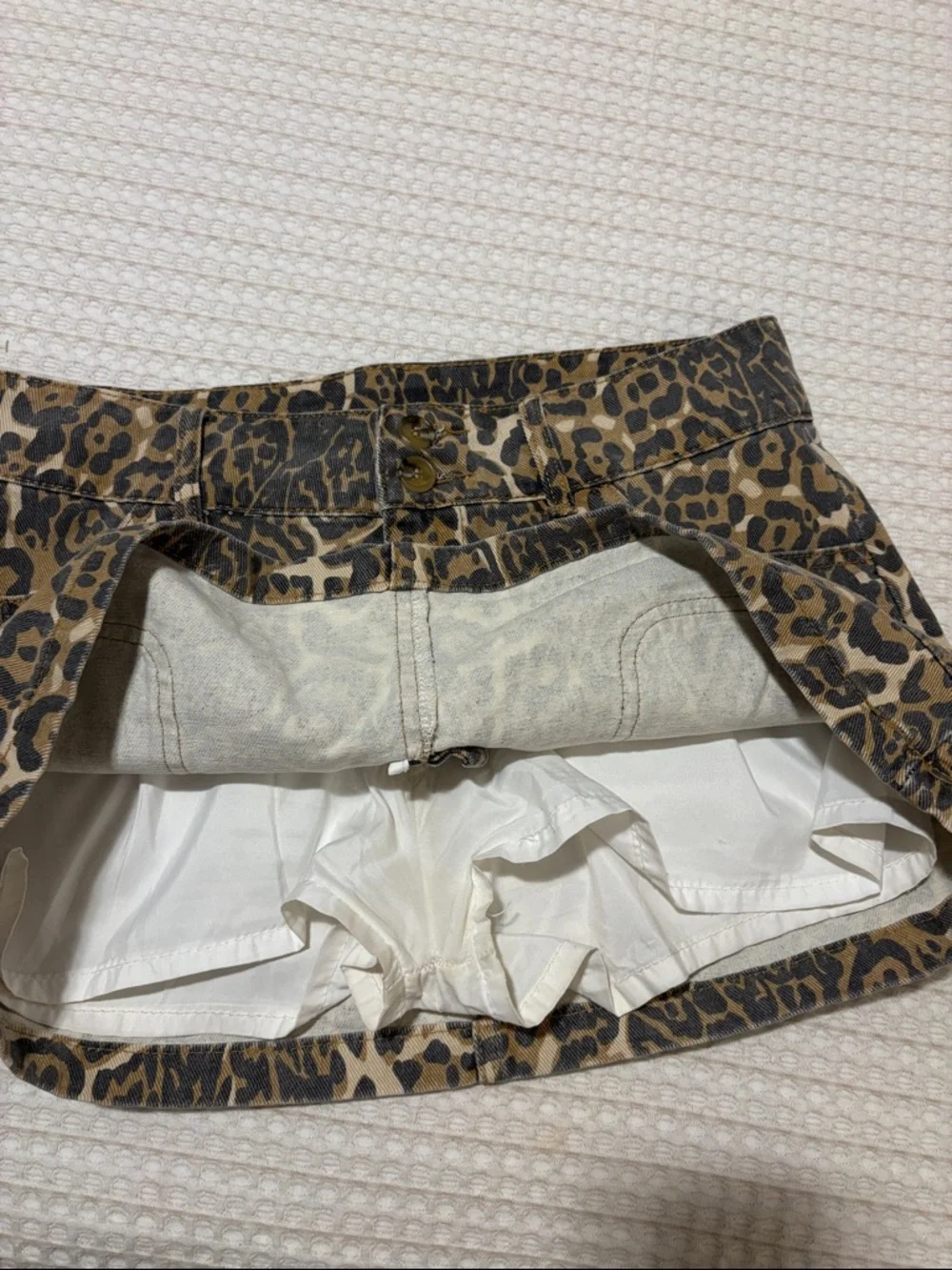 Leopard Print Button-Front Mini Skort - Picture 3 of 4
